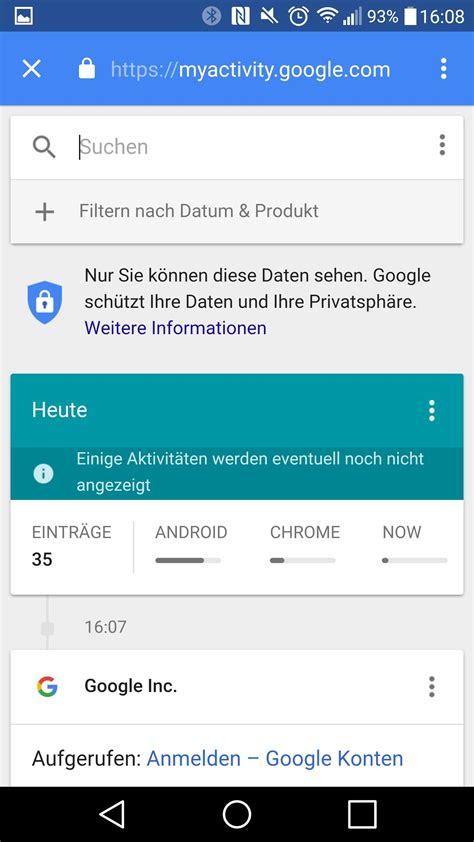 google aktivitäten.
